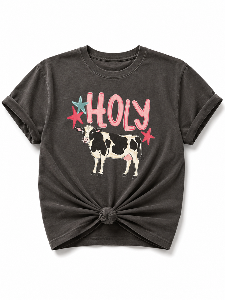 Plus/Reg Short Sleeve "Holy Cow" Graphic Tee