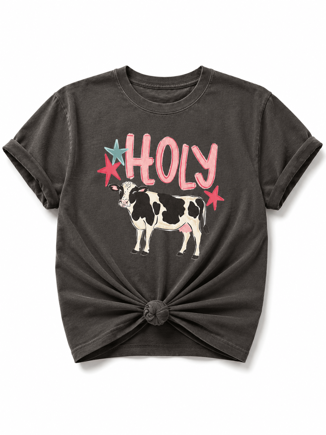 Plus/Reg Short Sleeve "Holy Cow" Graphic Tee - Freckled Poppy