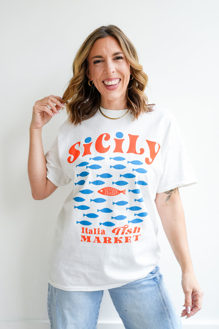 Short Sleeve "Sicily Italia Fish Market" Graphic Tee