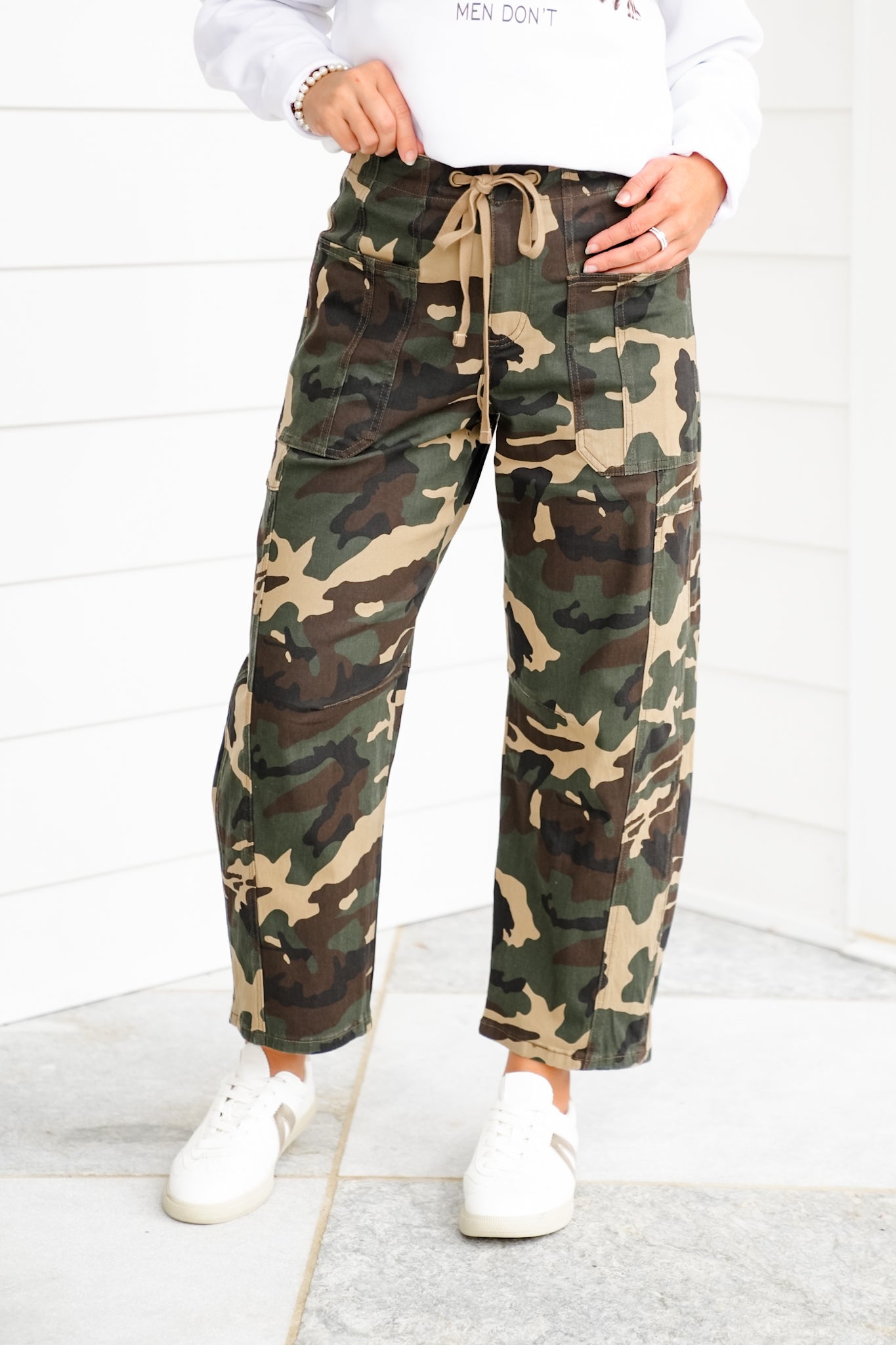 Risen Mid Rise Camo Barrel Pants