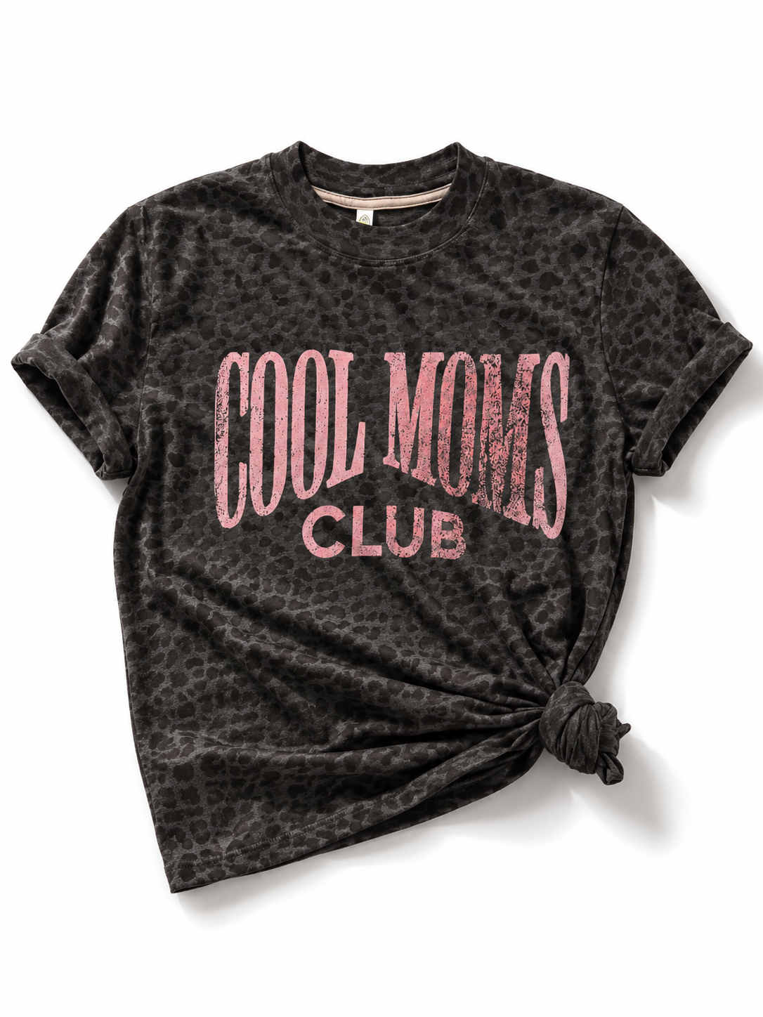 Plus/Reg Short Sleeve "Cool Moms Club" Leopard Graphic Tee