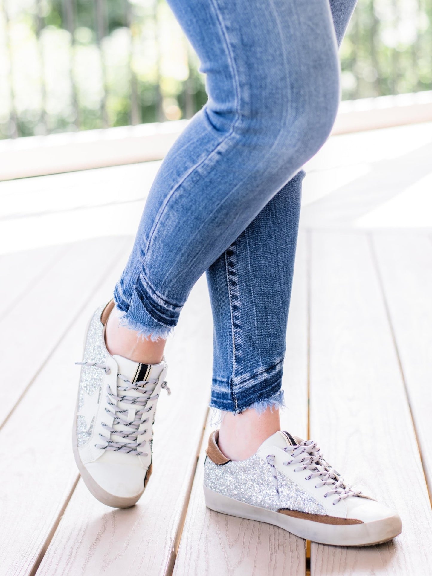 KanCan Medium Wash Skinny Jeans with Hem Detail - Freckled Poppy