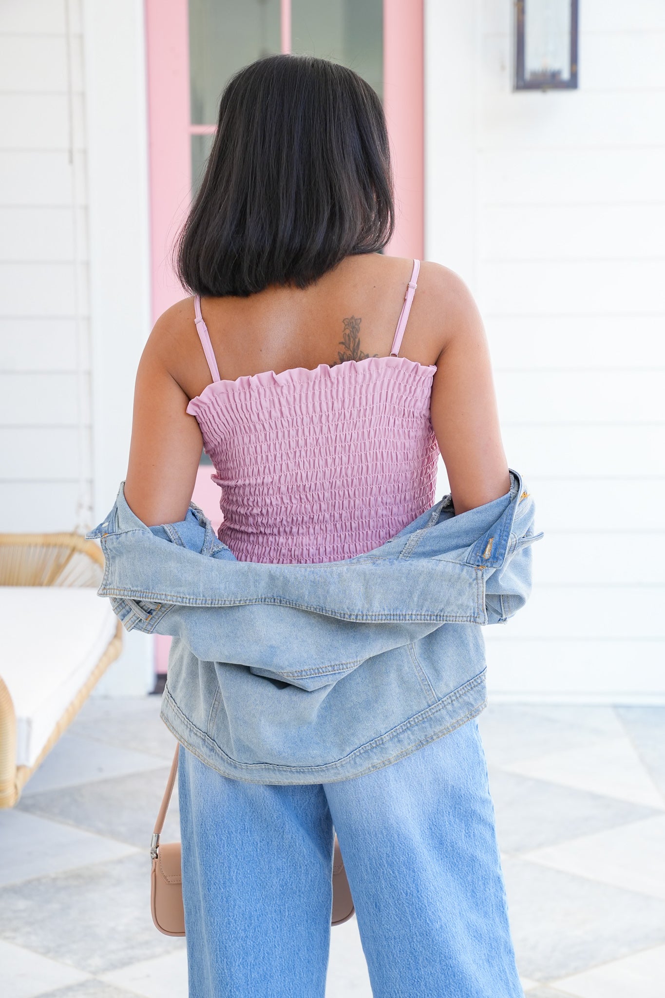 Smocked Top with Front Tie Detail