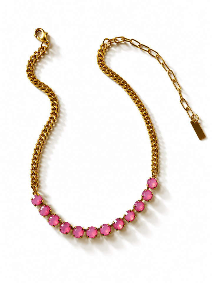 TOVA Mini Oakland Round Crystal Necklace - Freckled Poppy