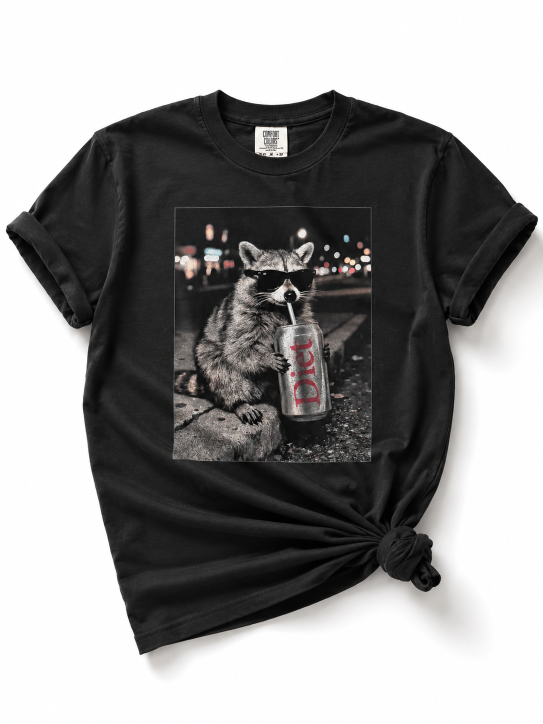 Plus/Reg Short Sleeve "Diet Cola Raccoon" Graphic Tee