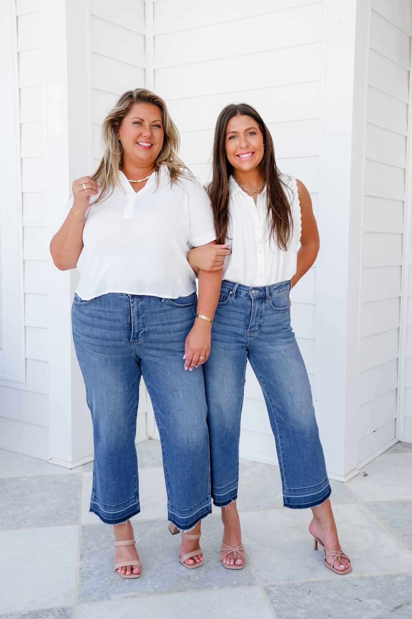 Judy Blue High Rise Medium Wash Tummy Control Cropped Wide Leg Jeans