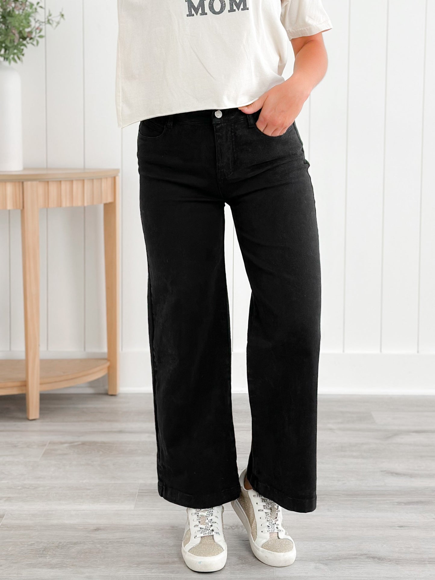 Plus/Reg Mineral Wash High Waist Wide Leg (Multiple Colors)