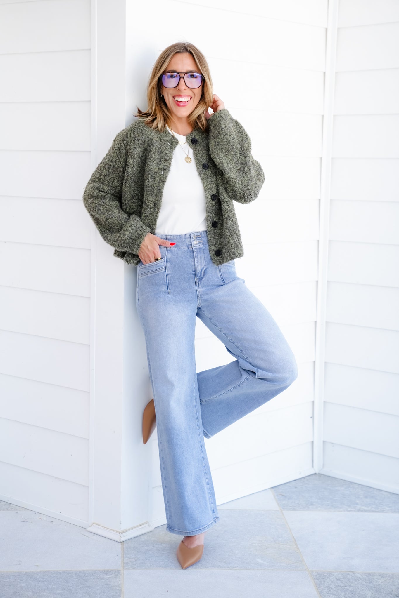 Mica High Rise Light Wash Wide Leg Jeans