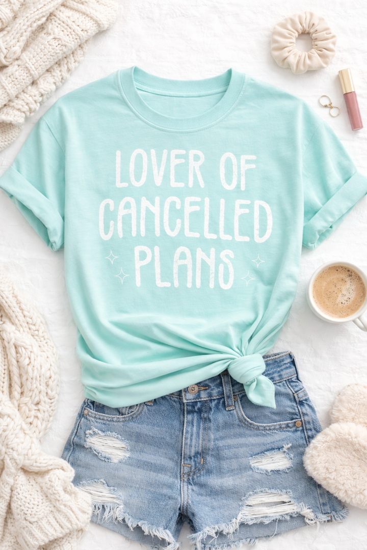 Plus/Reg Short Sleeve "Lover Of Cancelled Plans" Graphic Tee