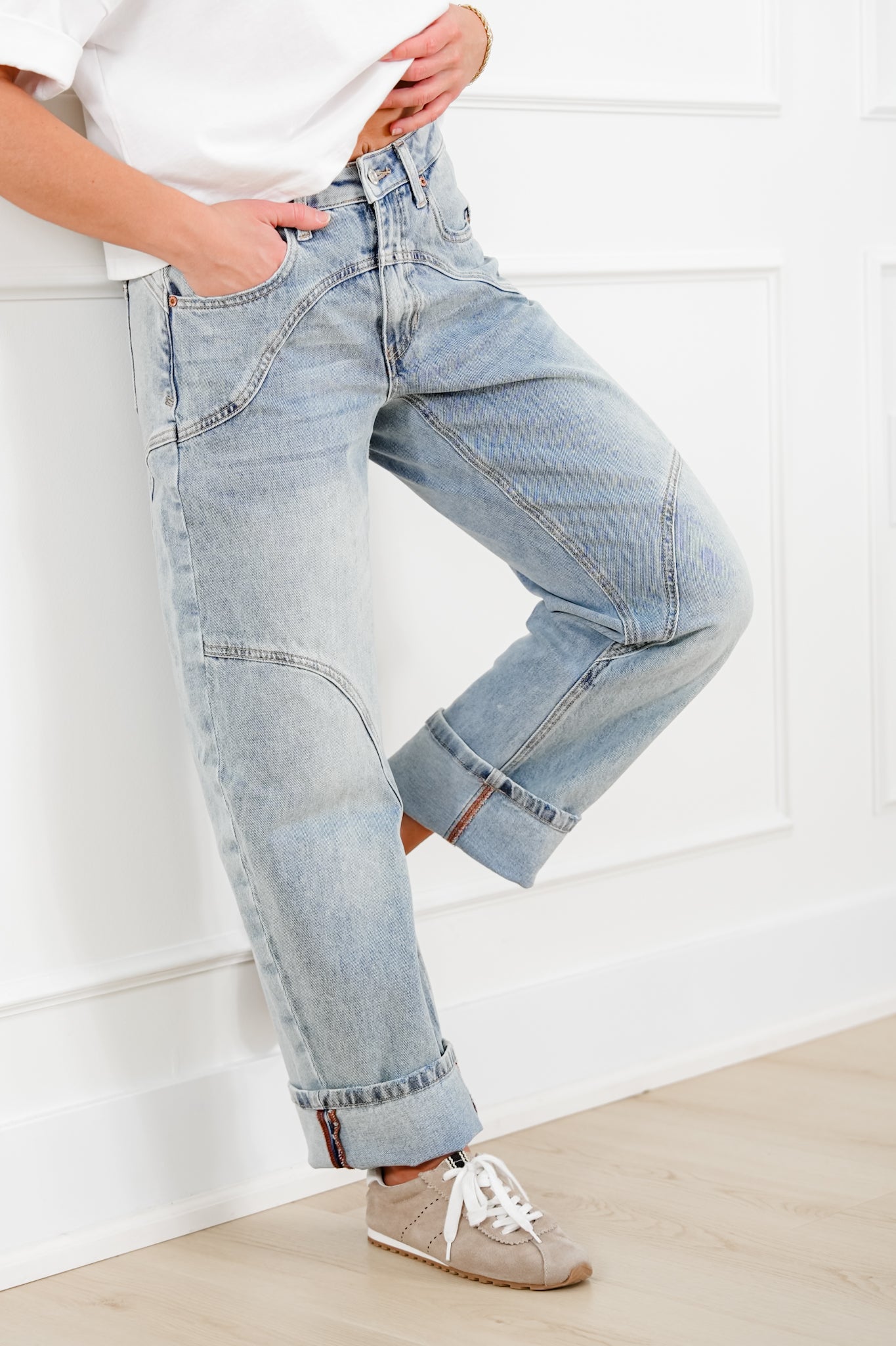Restock! Saige High Rise Light Wash Barrel Jeans with Wide Cuff