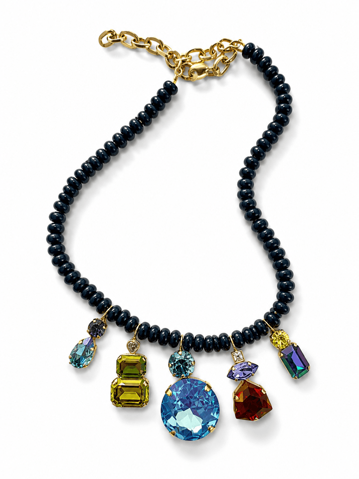 TOVA Maritess Crystal Pendant Necklace in Midnight Express - Freckled Poppy