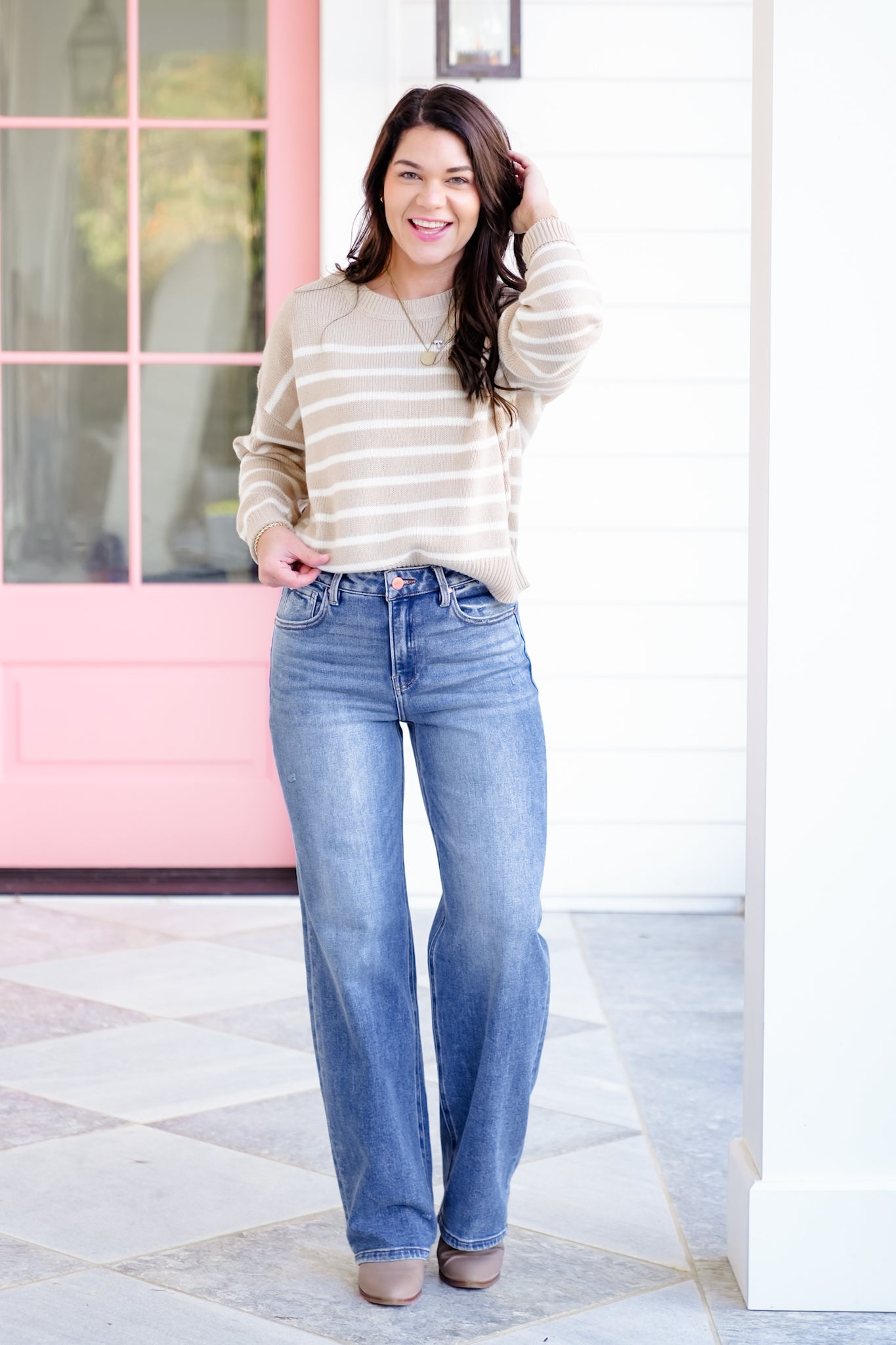 Risen High Rise Medium Wash Wide Leg Baggy Jeans