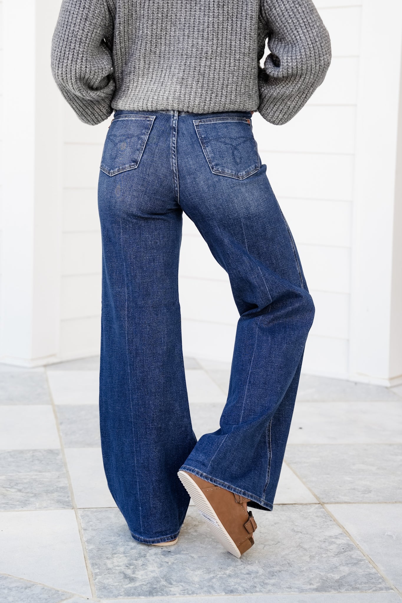 Restock Judy Blue Retrograde High Rise Dark Wash Tummy Control Wide Leg Jeans