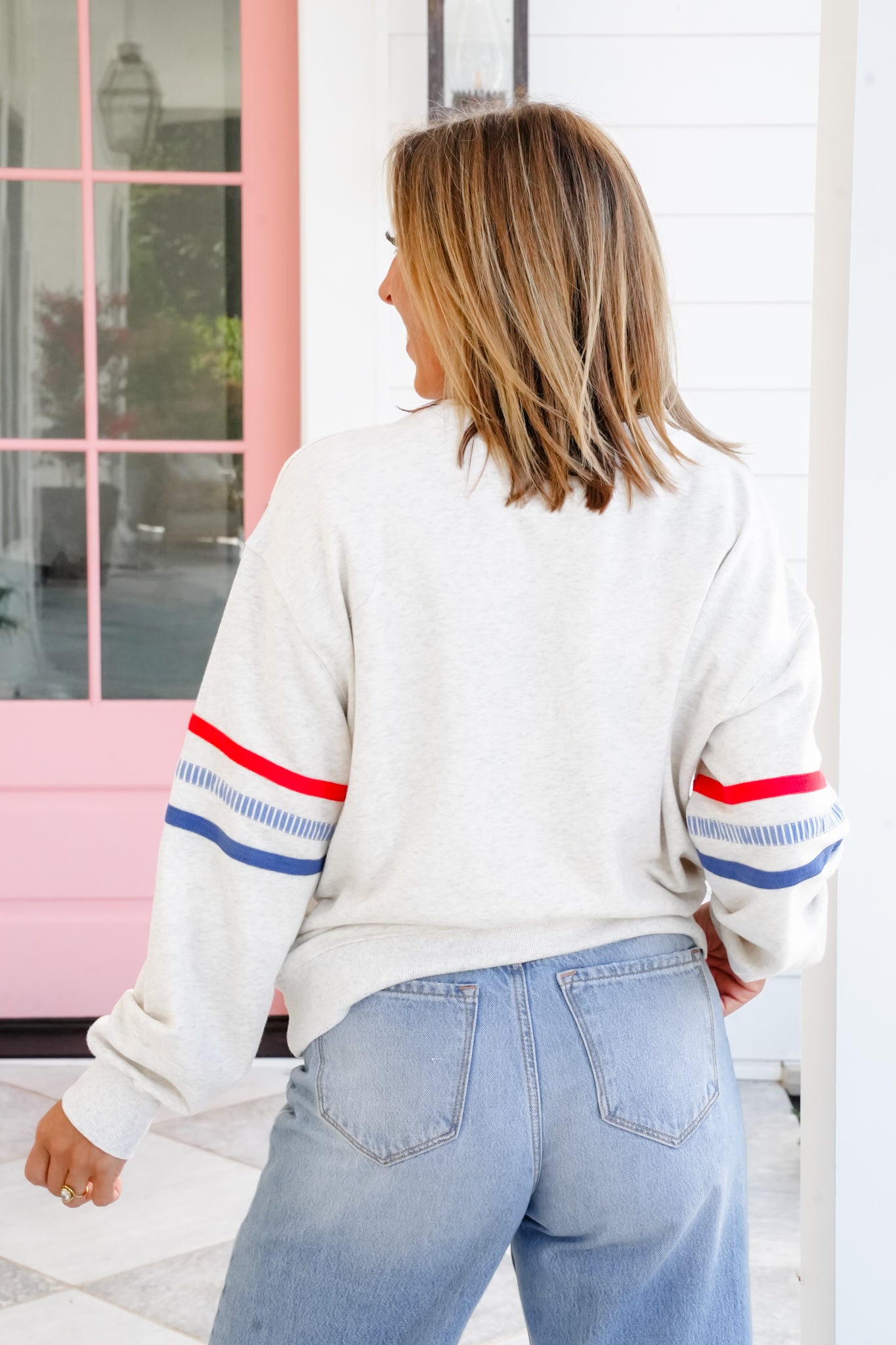 Long Sleeve "USA" Patch Pullover Sweatshirt