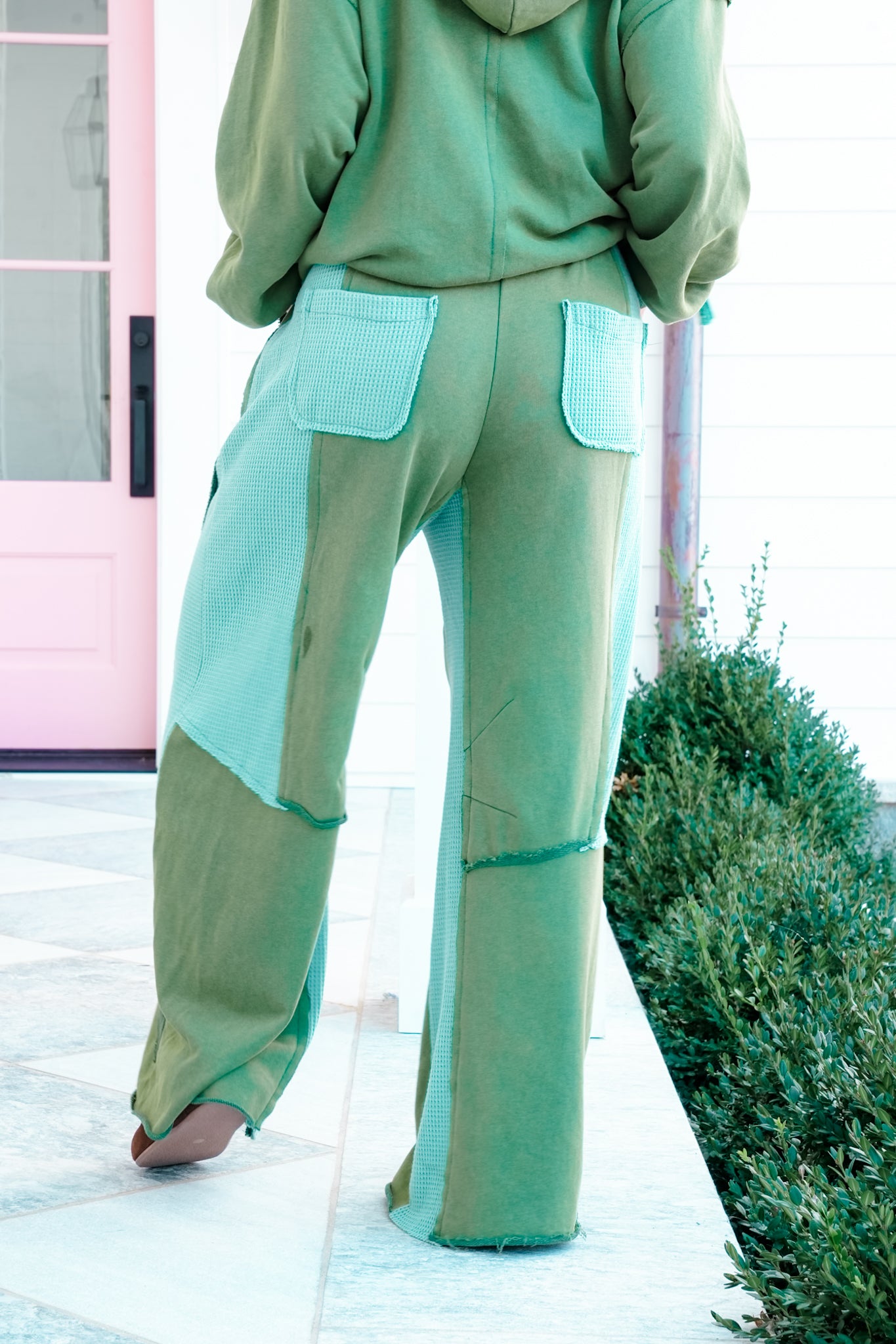 POL French Terry Elastic Waist Pants with Studs