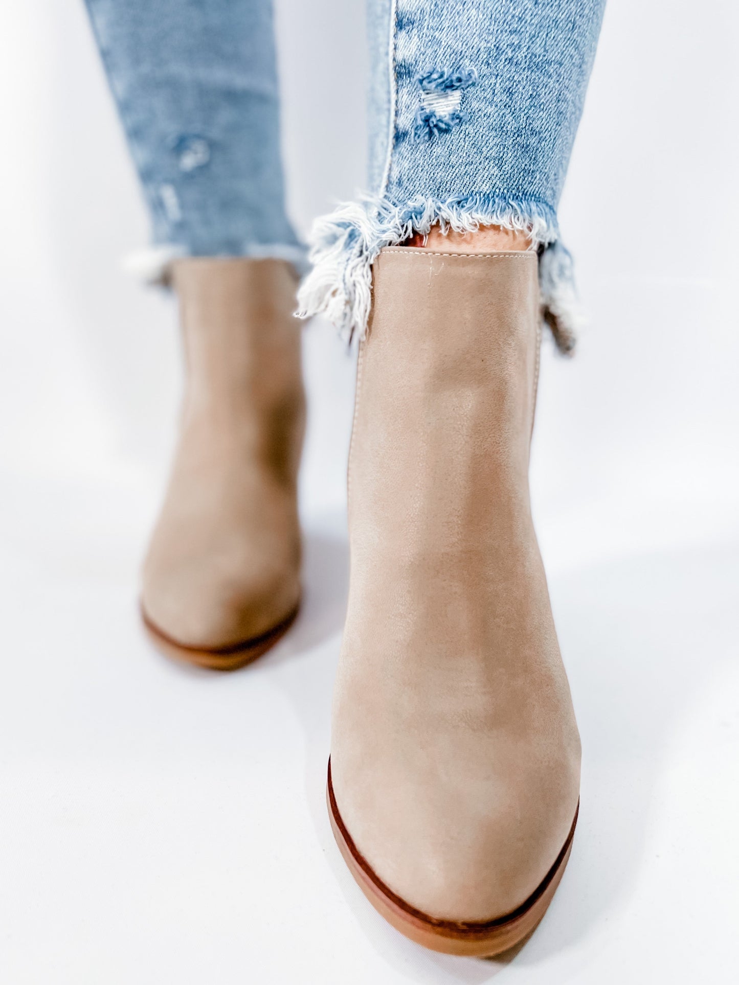 RESTOCK!! MIA Western Inspired Pointed Toe Stone Boot With Block Heel & Side Zipper