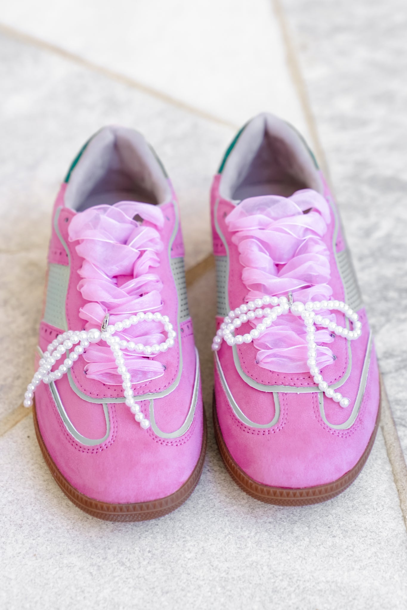 Shu Shop Lace Up Sneaker with Pearl Bow