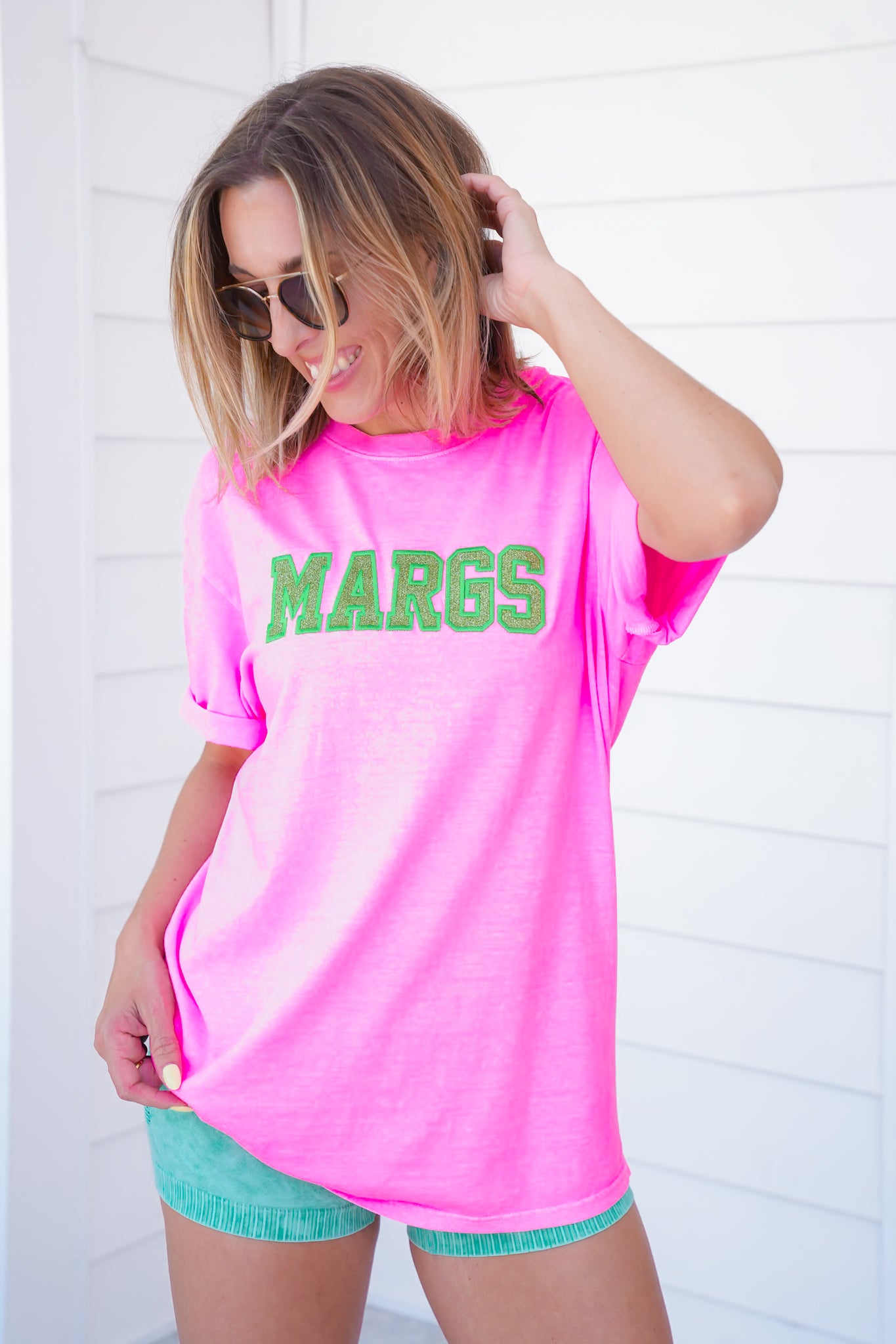 Plus/Reg Short Sleeve Embroidered "Margs" Graphic Tee
