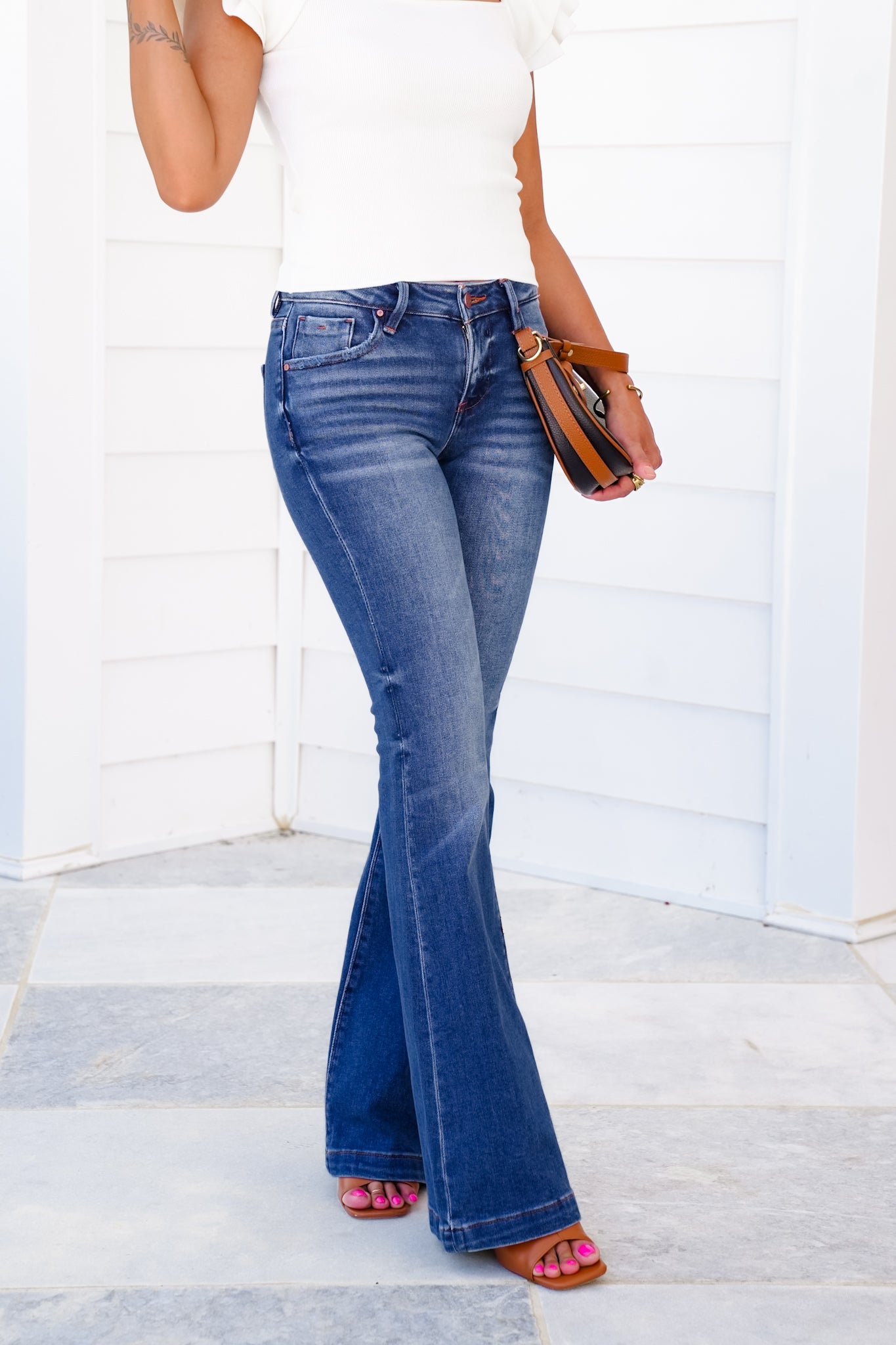 Risen Low Rise Dark Wash Flare Jeans