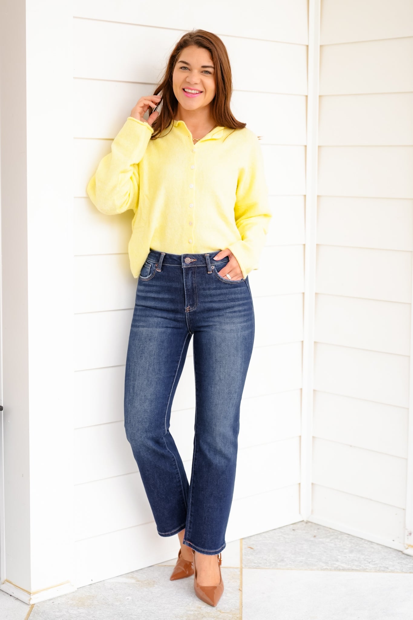 J21 Eleven By Risen High Rise Dark Wash Straight Leg Jeans