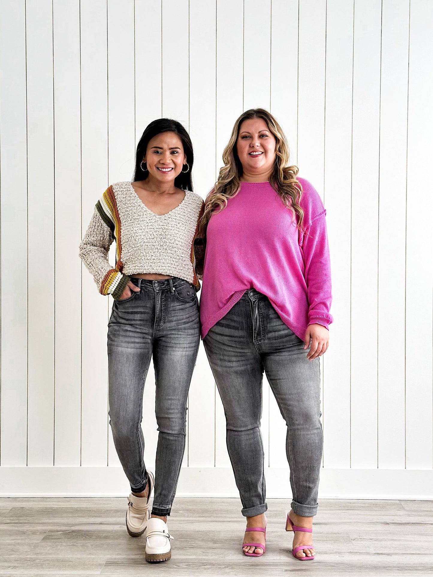 Judy Blue 50 Shades of Grey High Rise Grey Wash Tummy Control Skinny Jeans With Release Hem