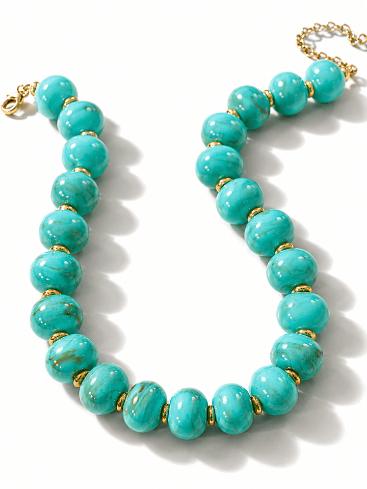Gemelli Chunky Marble Beaded Necklace - Freckled Poppy