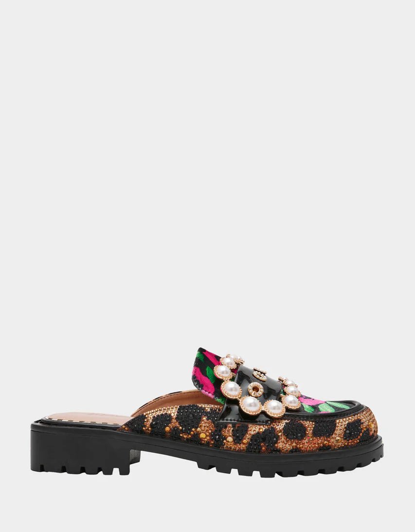Betsey Johnson Embellished Leopard Platform Mule - Freckled Poppy