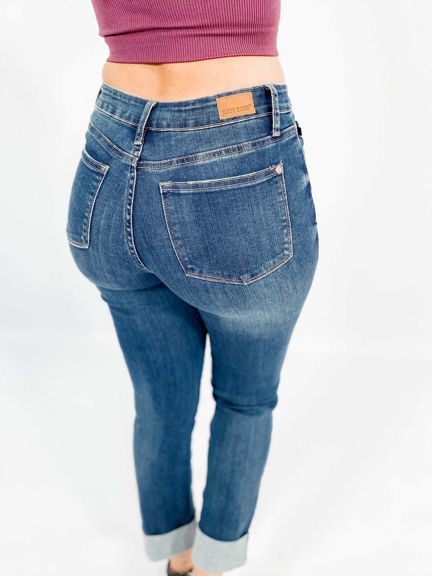 Judy Blue midrise double cuff long boyfriend