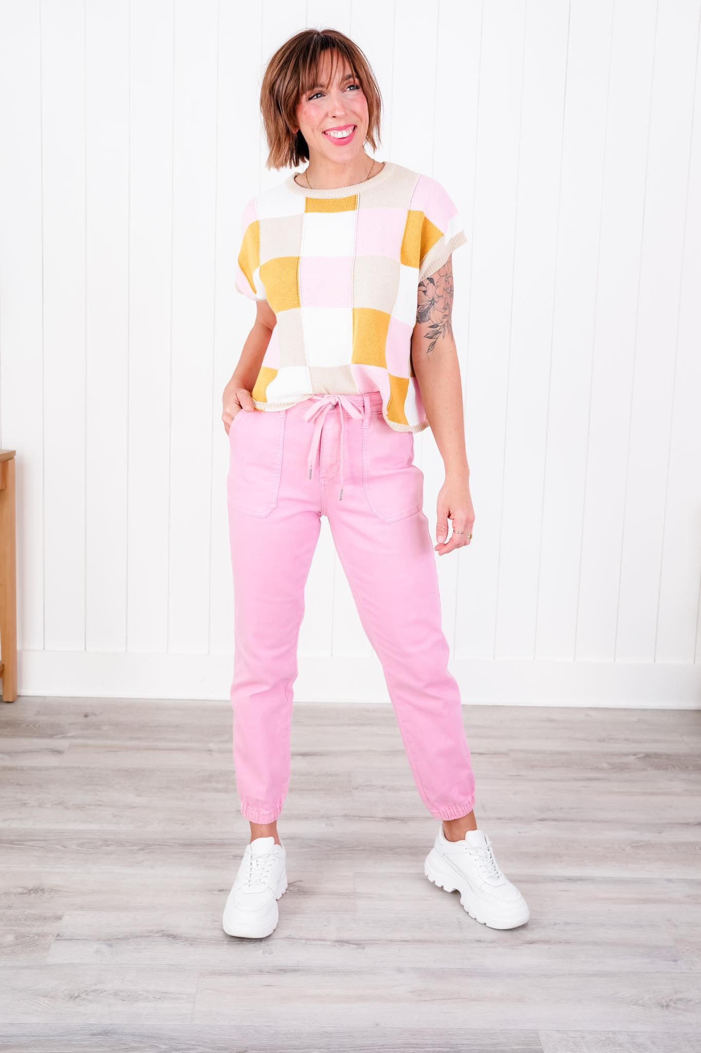 Judy Blue Airplane Mode High Rise Light Pink Jogger