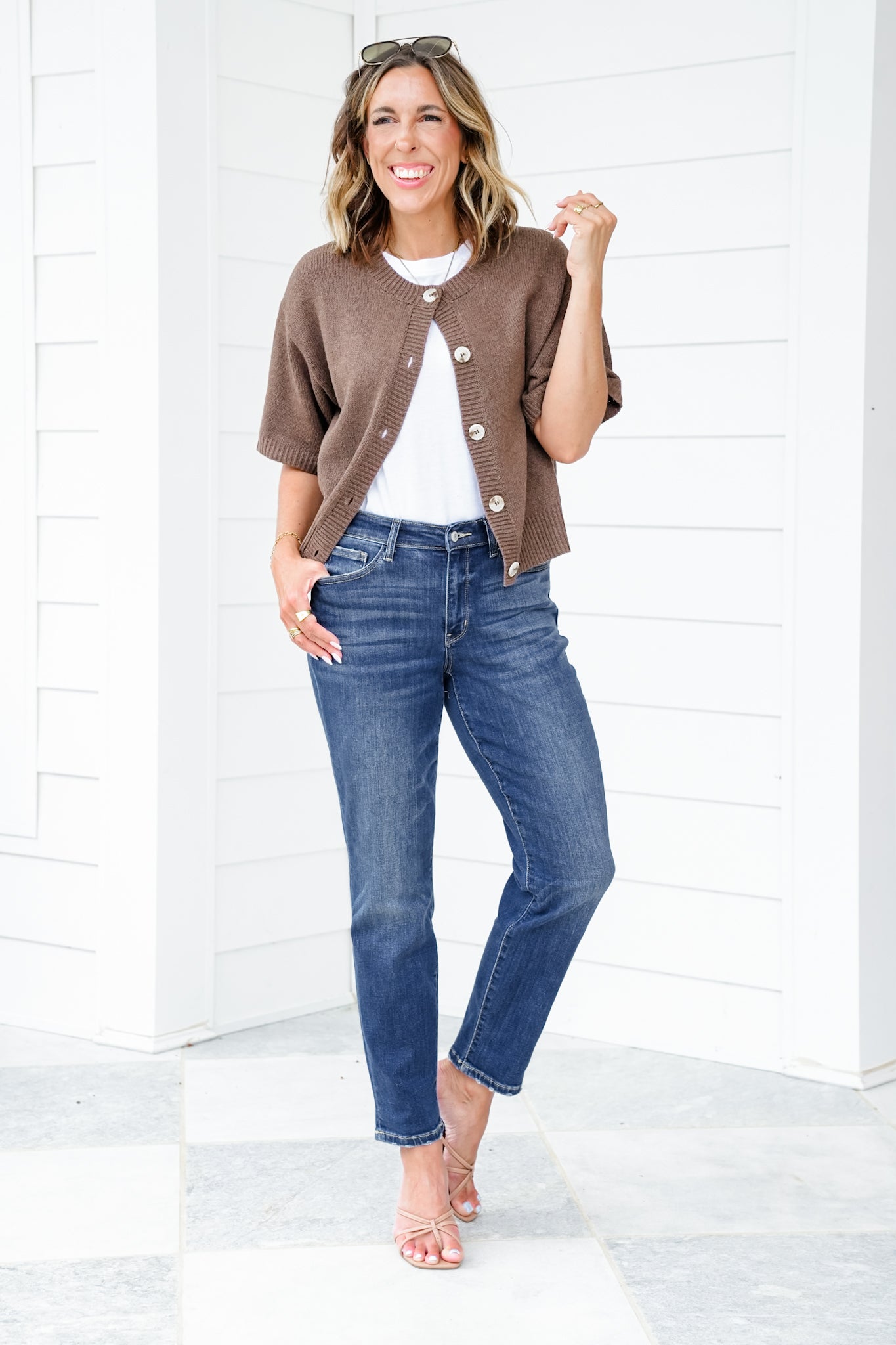 Judy Blue My Favorite Boyfriend Mid-Rise Dark Wash Non Distressed Cuffed Boyfriend Jeans
