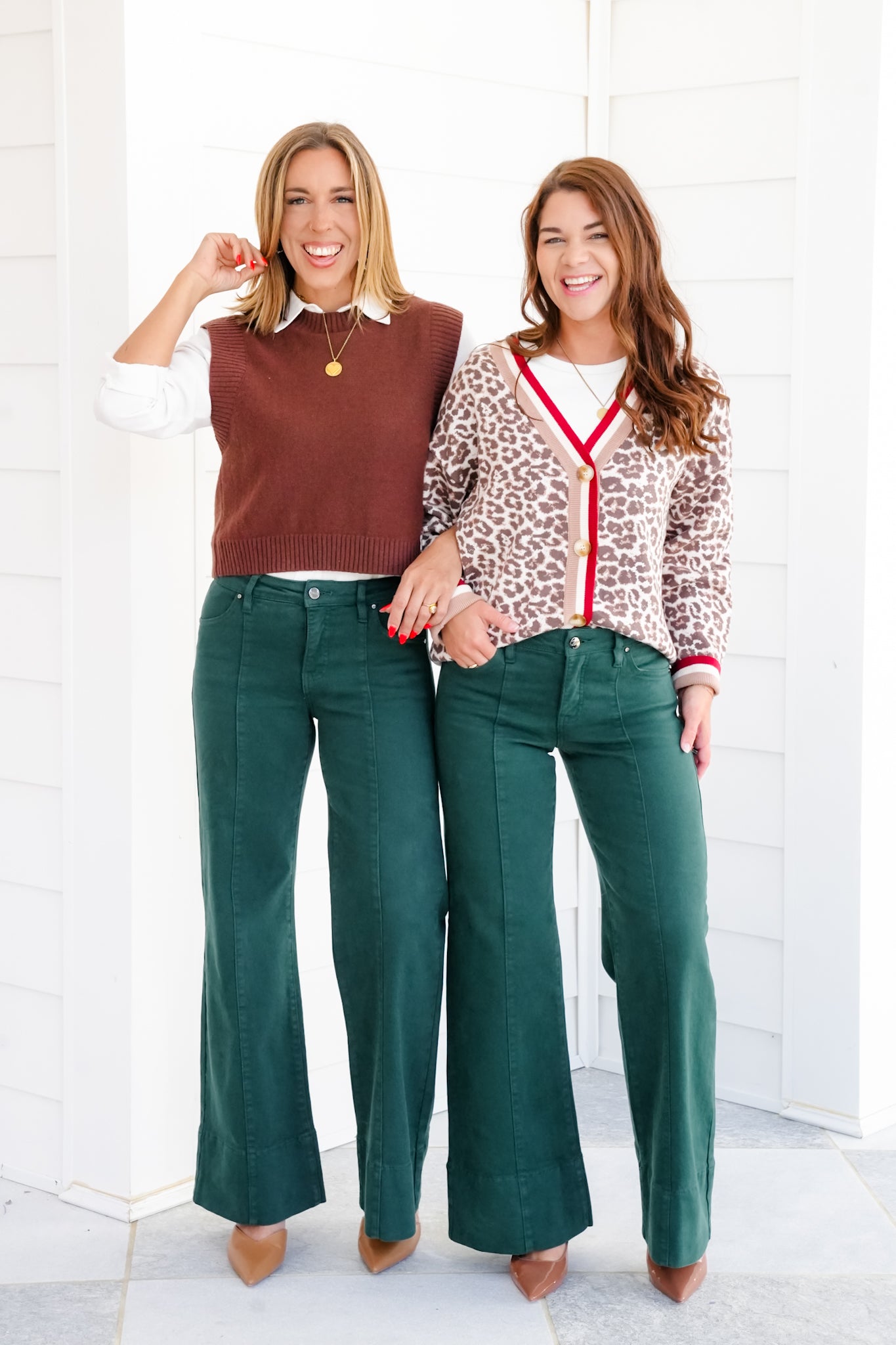Risen Mid Rise Green Tummy Control Wide Leg Jeans with Large Wide Hem