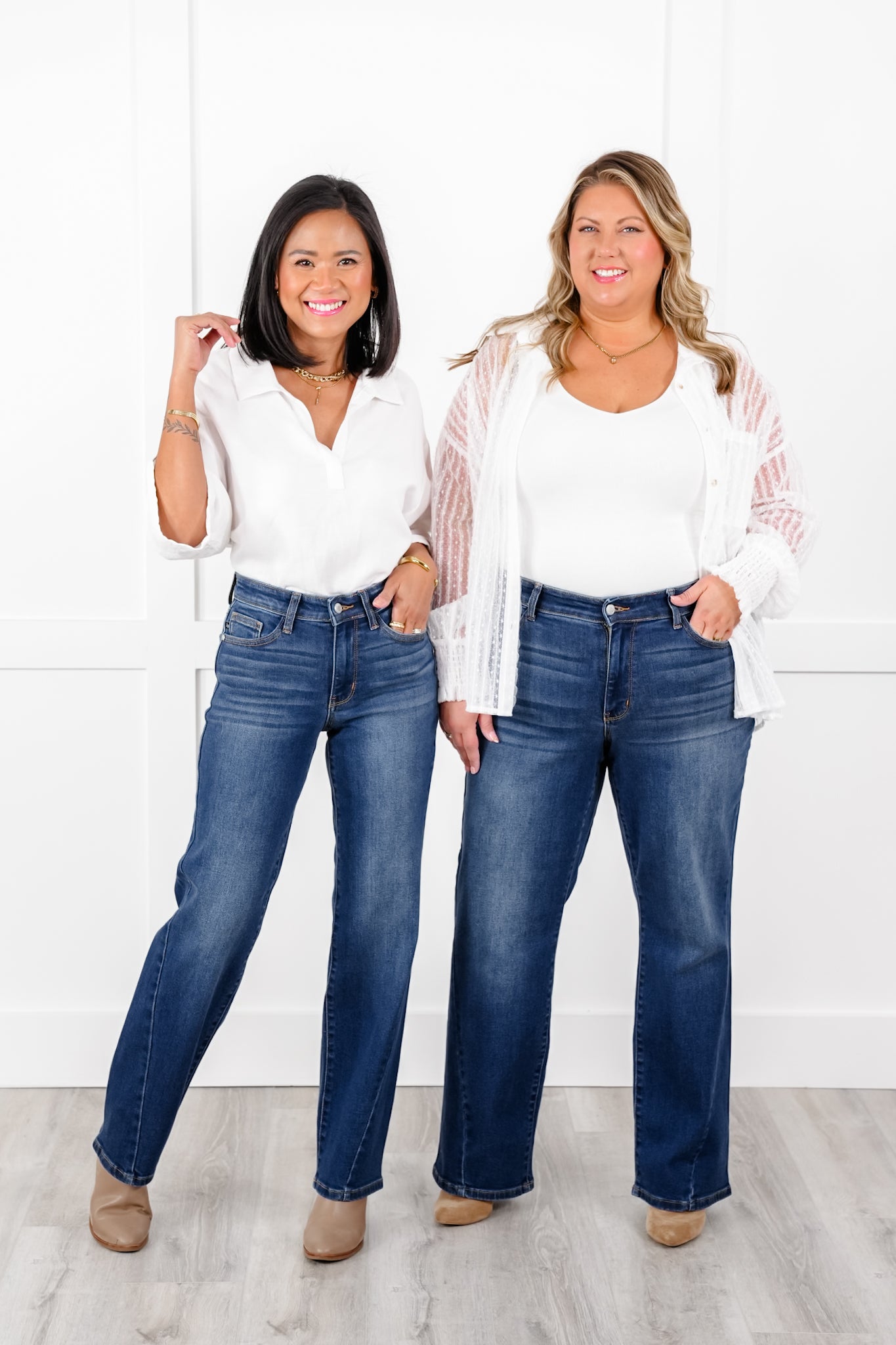 Judy Blue Mid Rise Medium Wash Side Seam Detail Straight Leg Jeans