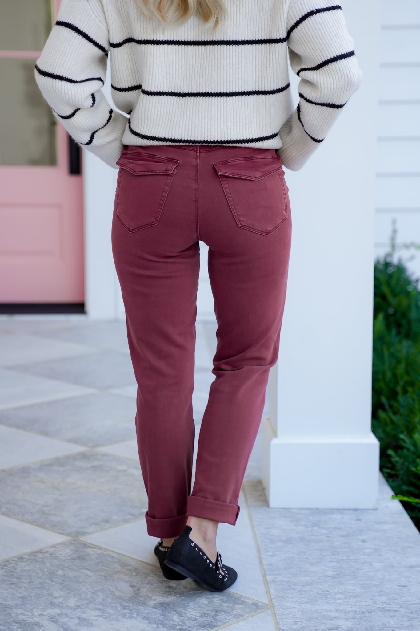 Judy Blue High Rise Burgundy Cuffed Jeans