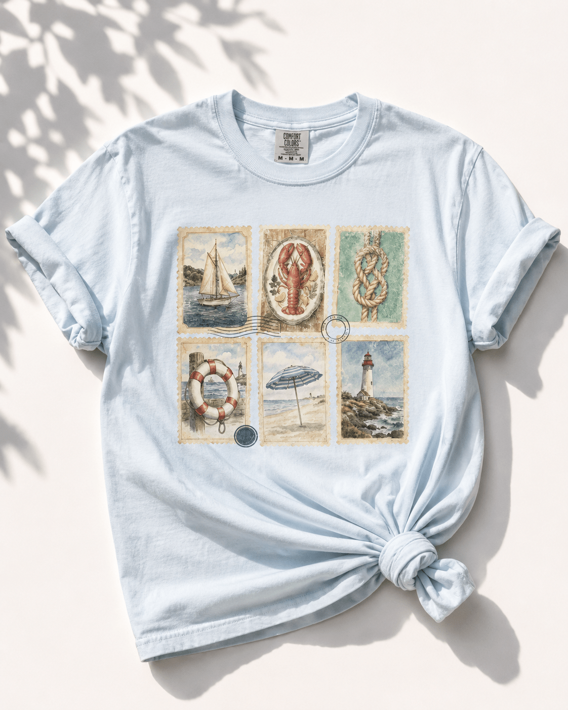 Plus/Reg Short Sleeve Coastal Print Graphic Tee - Freckled Poppy