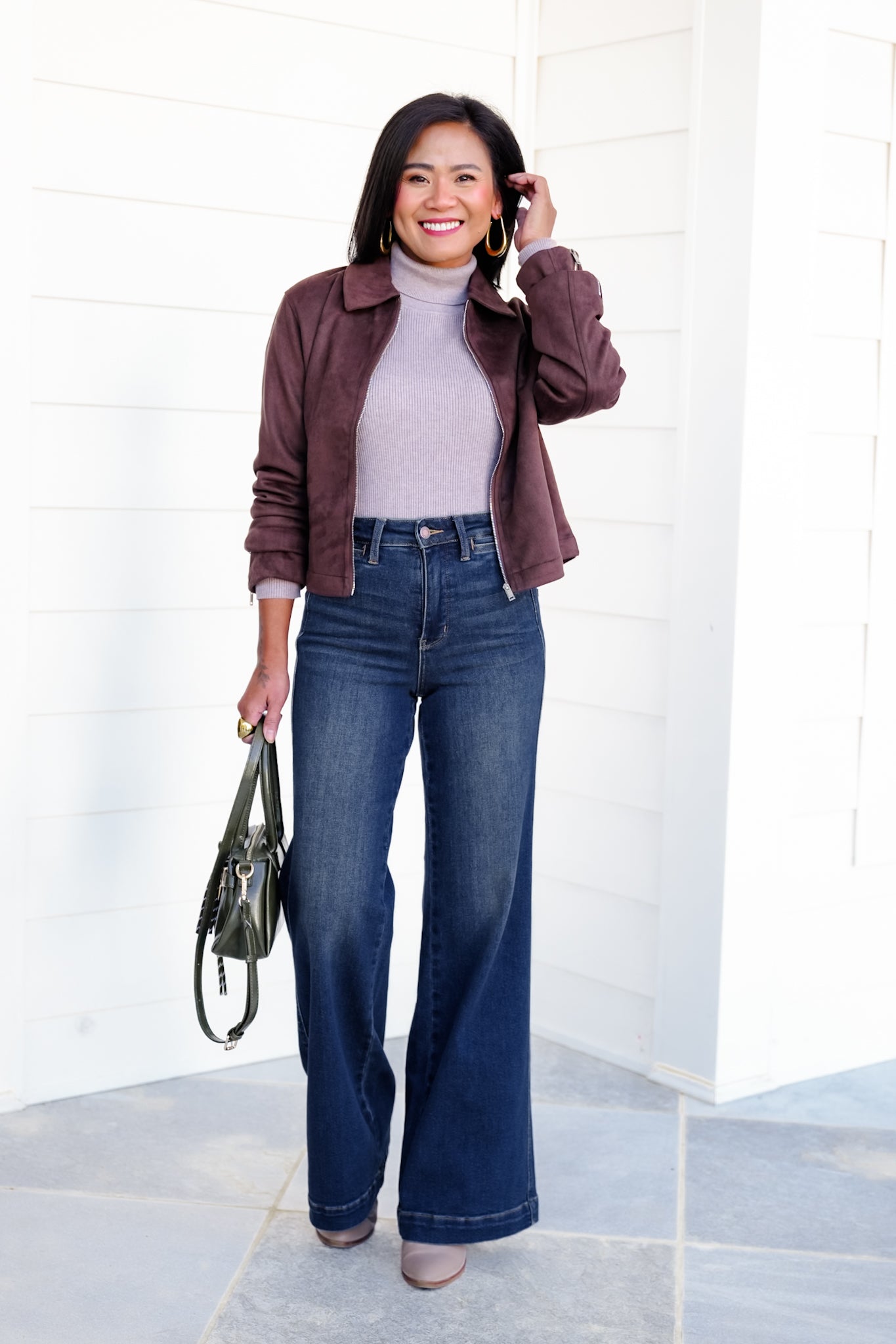 Judy Blue High Rise Dark Wash Tummy Control Retro Wide Leg Jeans with Welt Pockets