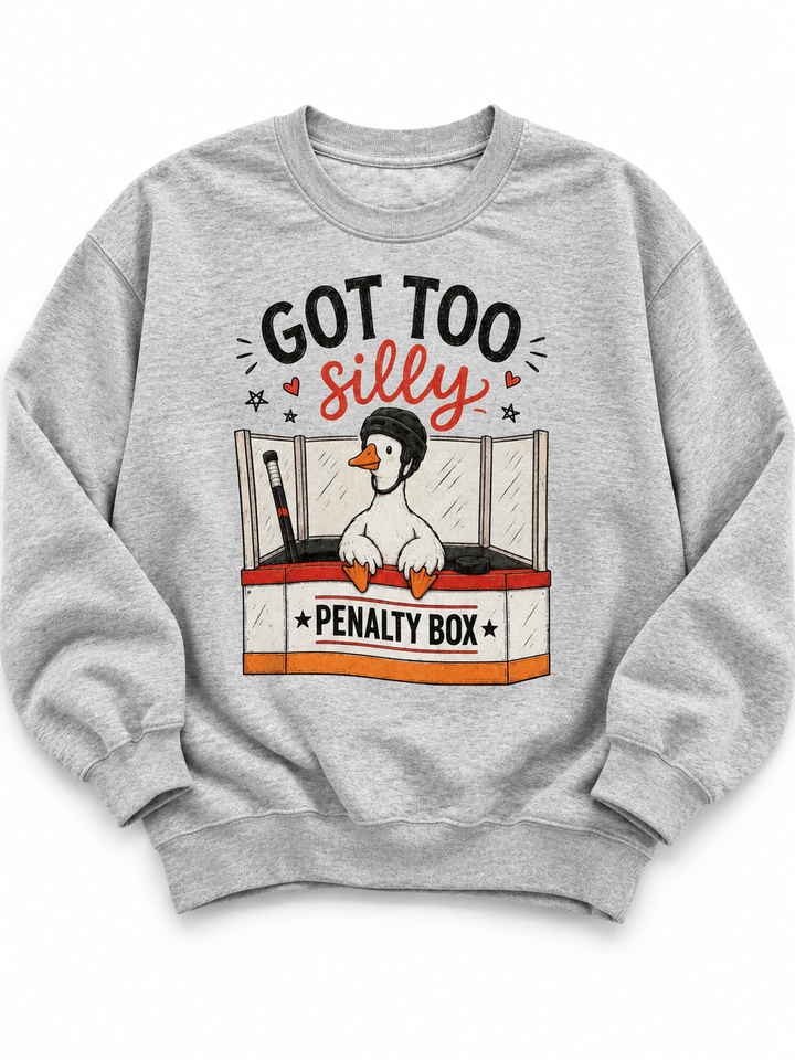 Plus/Reg Long Sleeve "Got Too Silly" Hockey Graphic Sweatshirt - Freckled Poppy
