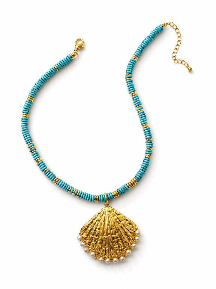 Gemelli Sunlee Turquoise Shell Necklace - Freckled Poppy