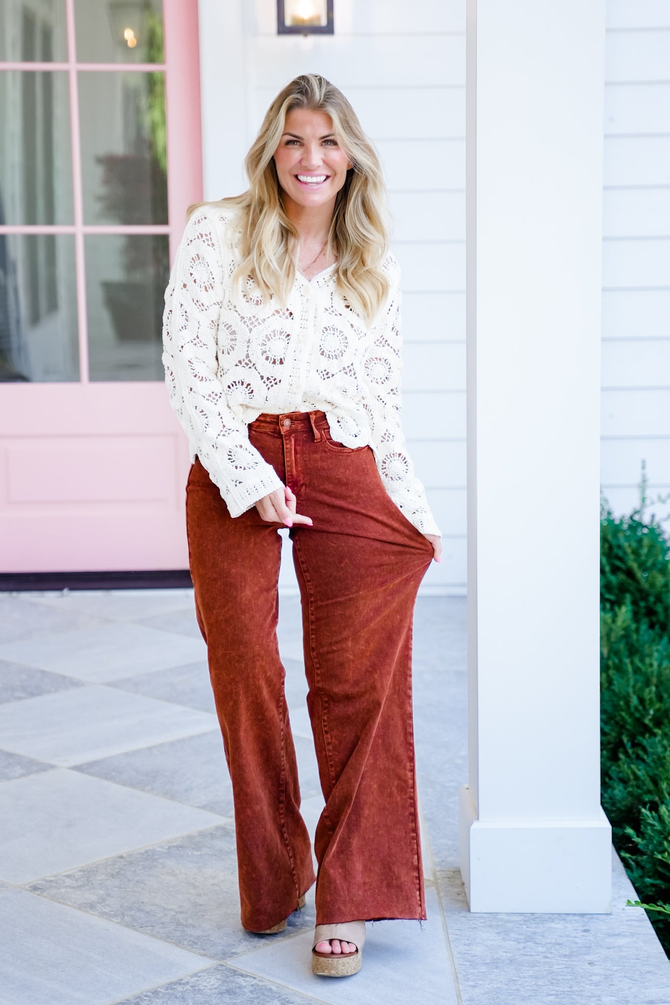 Restock! Judy Blue High Rise Pumpkin Spice Raw Hem Retro Wide Leg Jeans