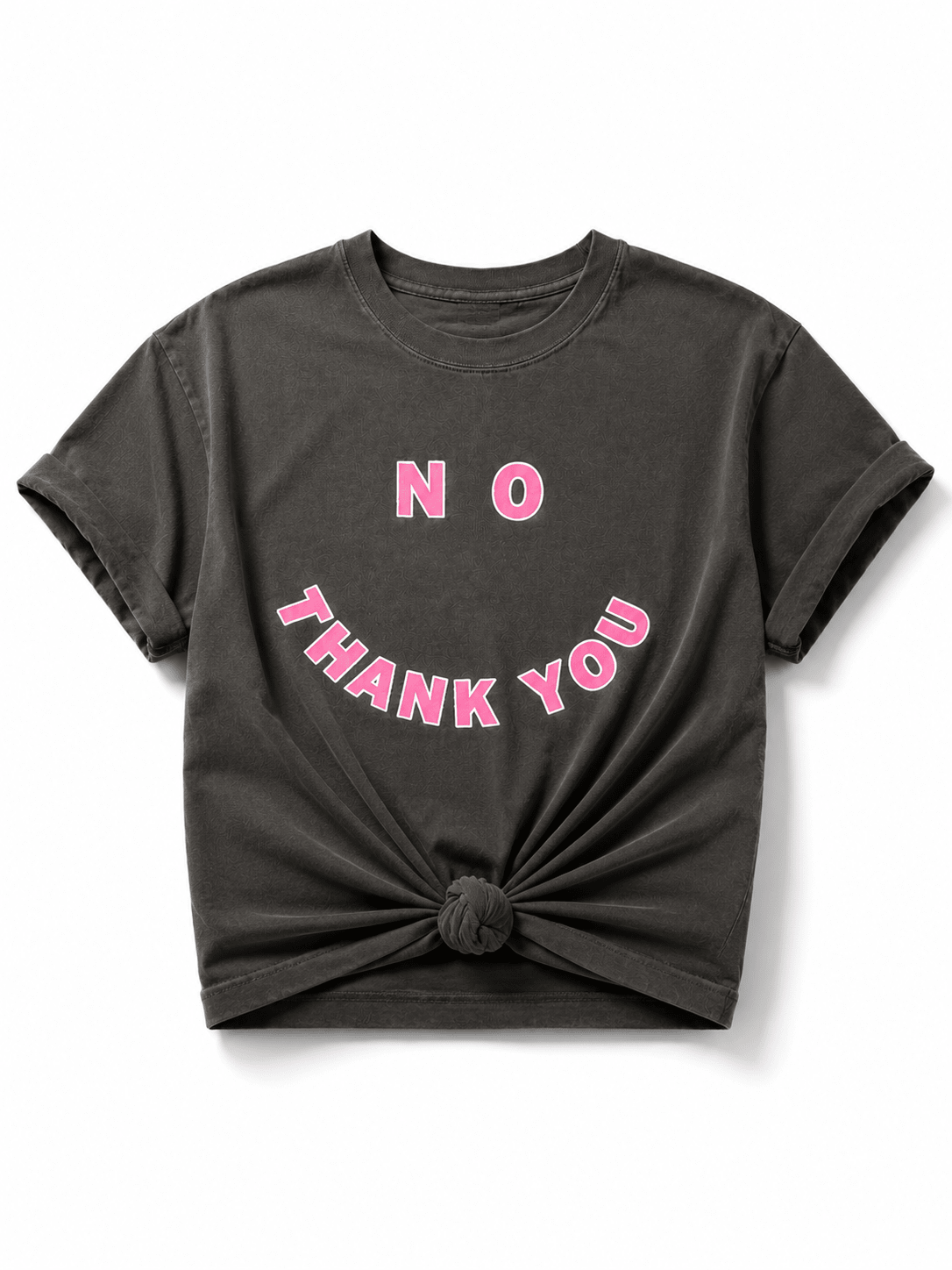 Plus/Reg Short Sleeve "No Thank You" Graphic Tee - Freckled Poppy