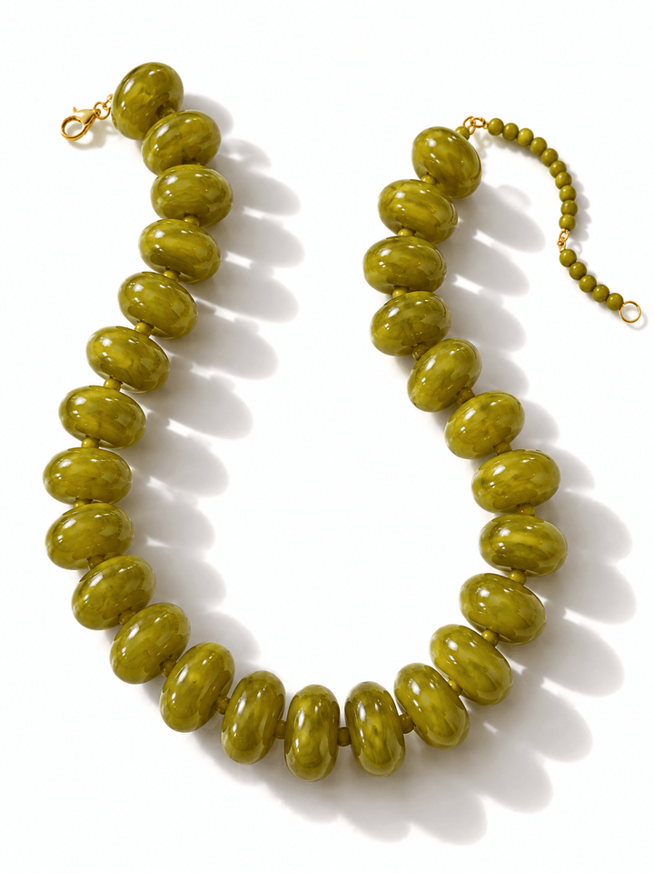 Gemelli Bailey Olive Green Beaded Necklace - Freckled Poppy