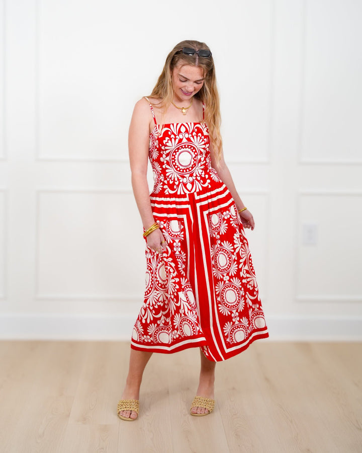 Floral Pattern Sleeveless Midi Dress - Freckled Poppy