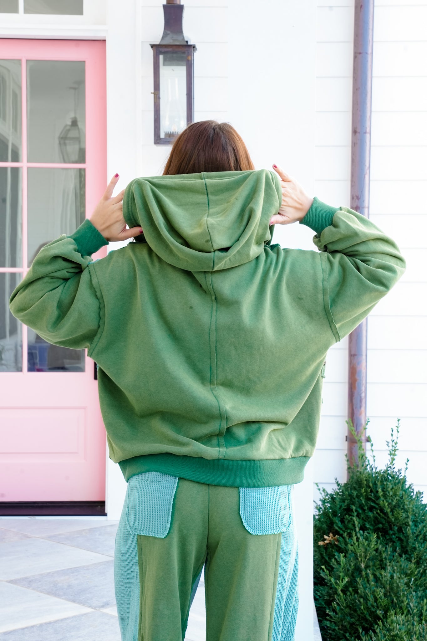 POL French Terry Long Sleeve Zip Up Hoodie Top