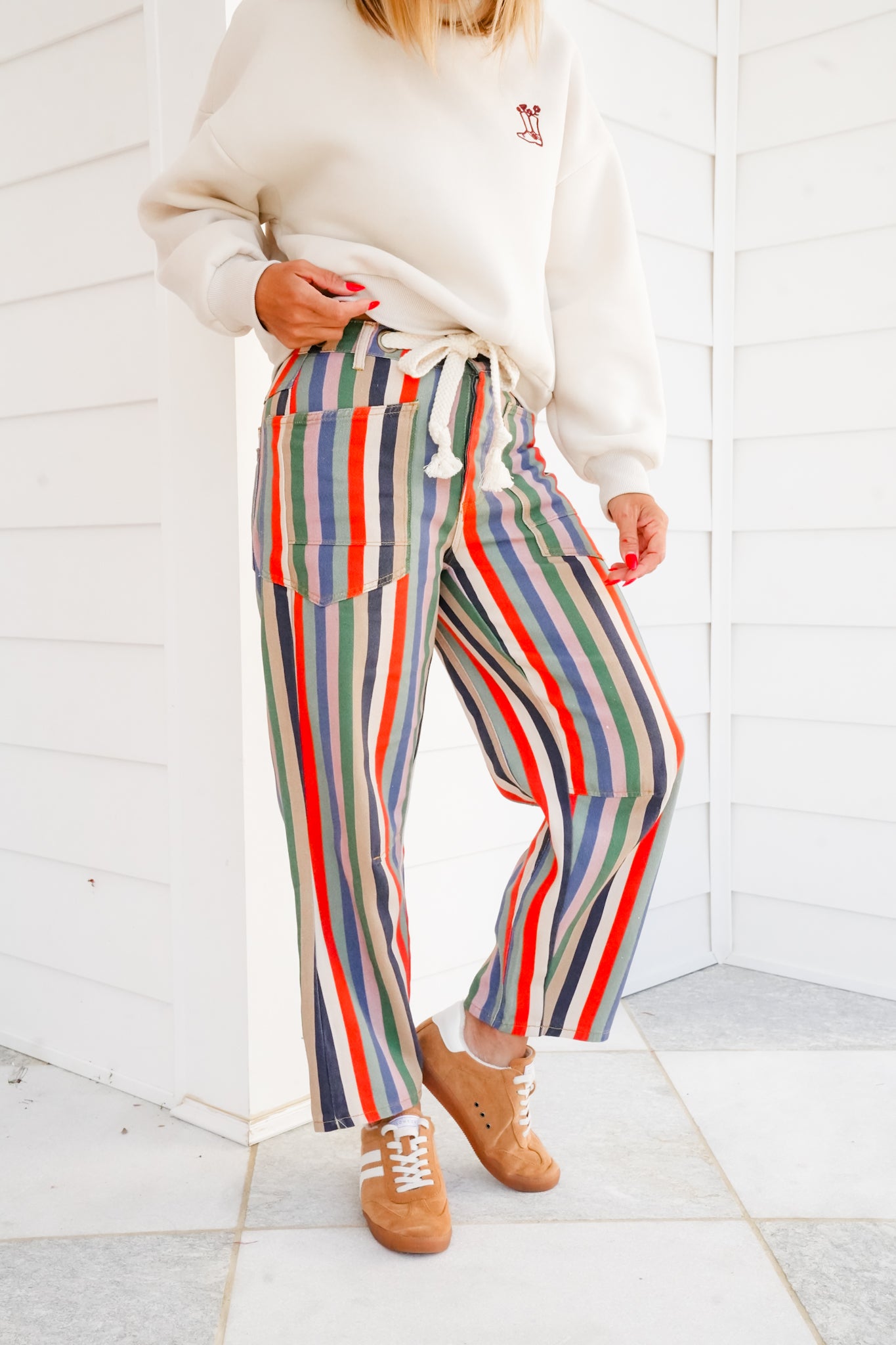 Vertical Stripe Relaxed Fit Pants