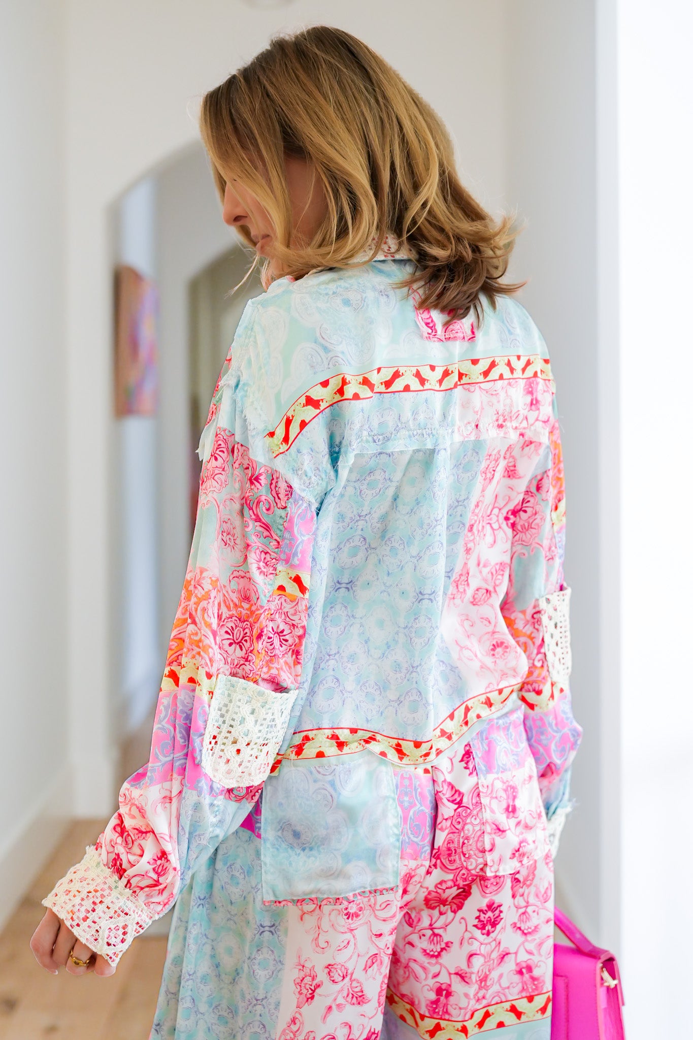 POL Multi Print Long Sleeve Button Down Top