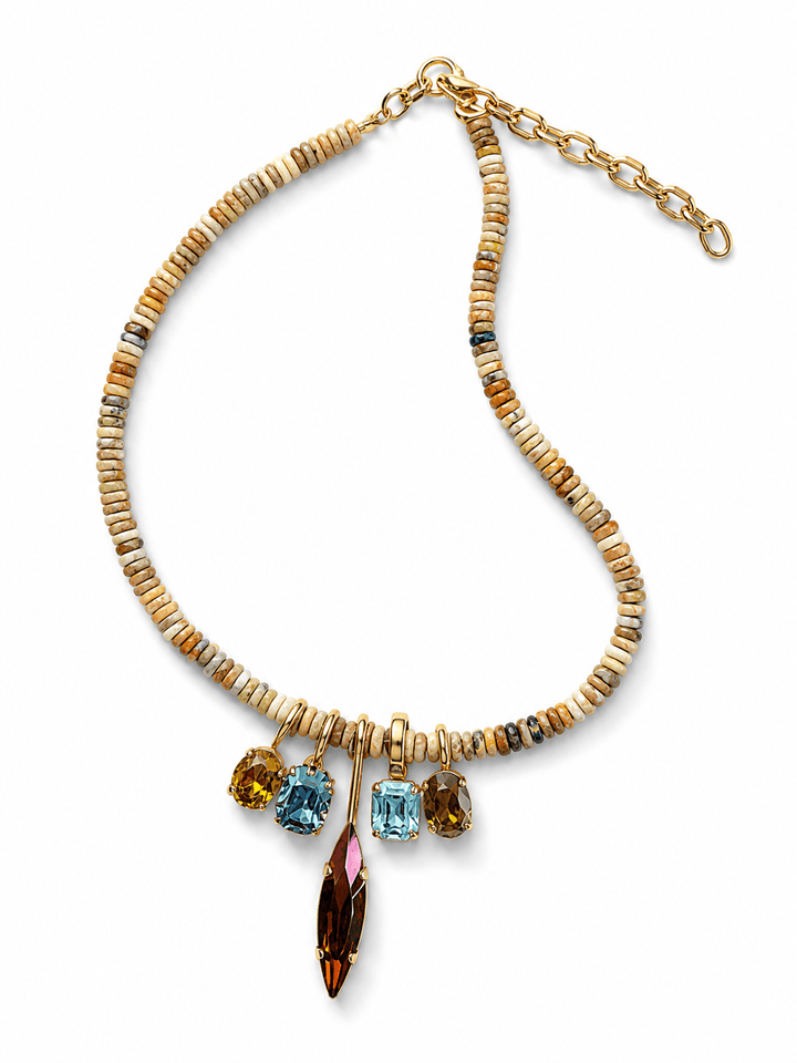 TOVA Nyssa Beaded Pendant Necklace - Freckled Poppy