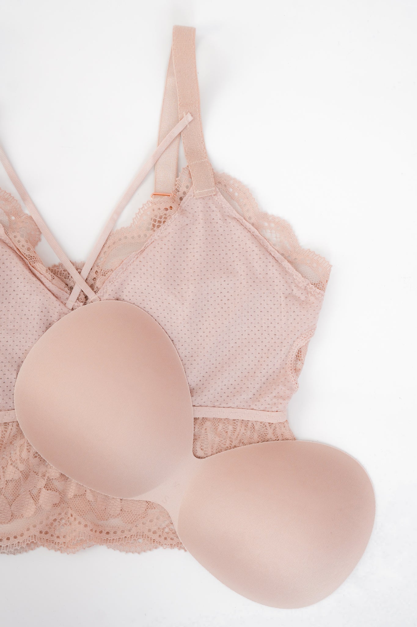 Plus/Reg Lace Bralette With Criss Cross Detail