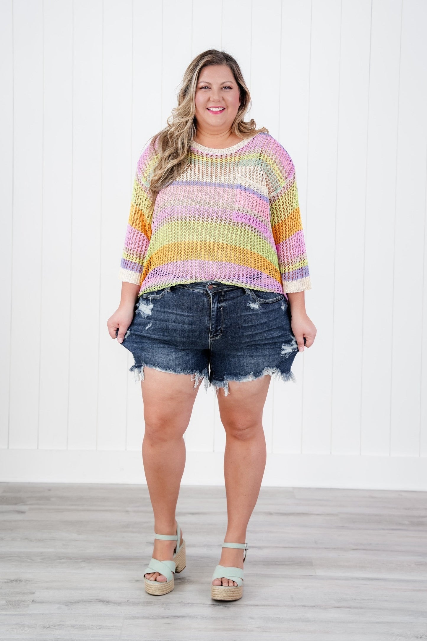 Judy Blue Hot Girl Summer Dark Wash Destroyed Fray Hem Shorts