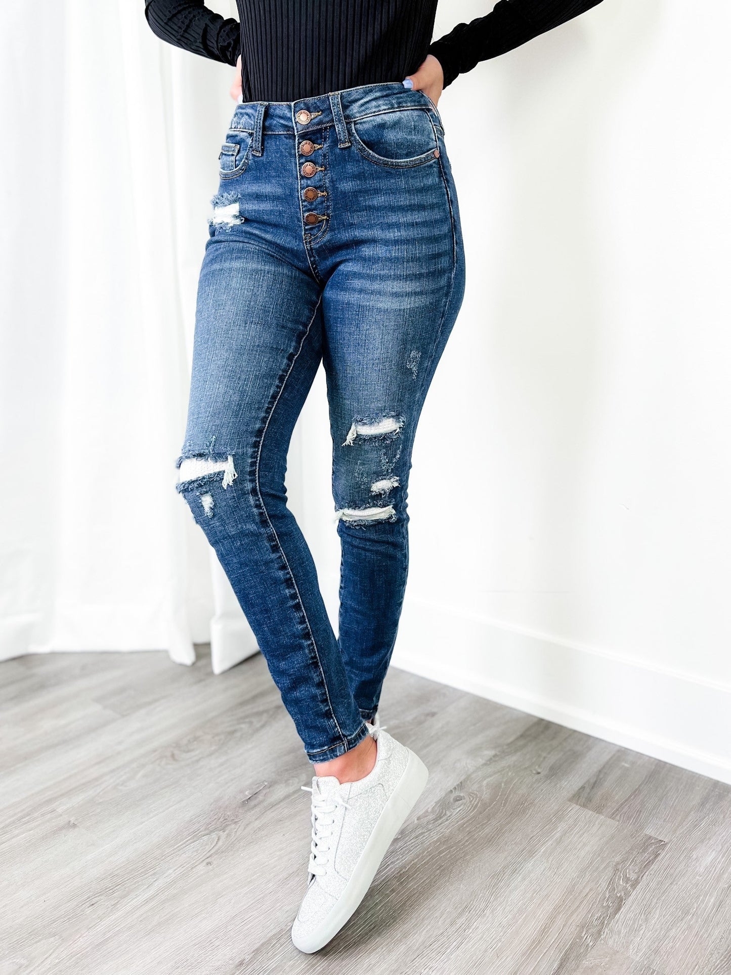 Judy Blue Mid Rise skinny Thermal Patch (Multiple Lengths)