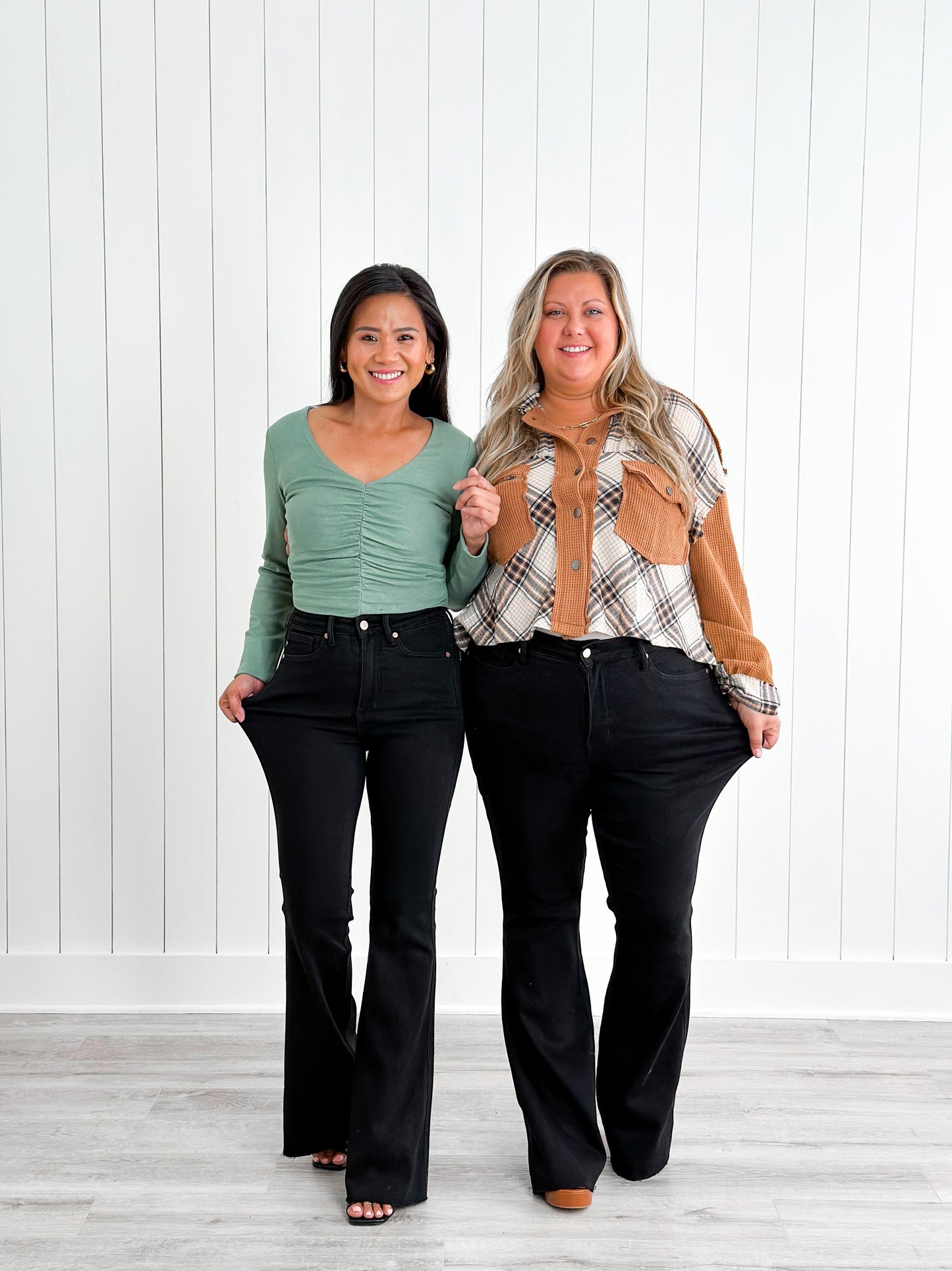 Judy Blue High Rise Black Tummy Control Cut Hem Flare Jeans