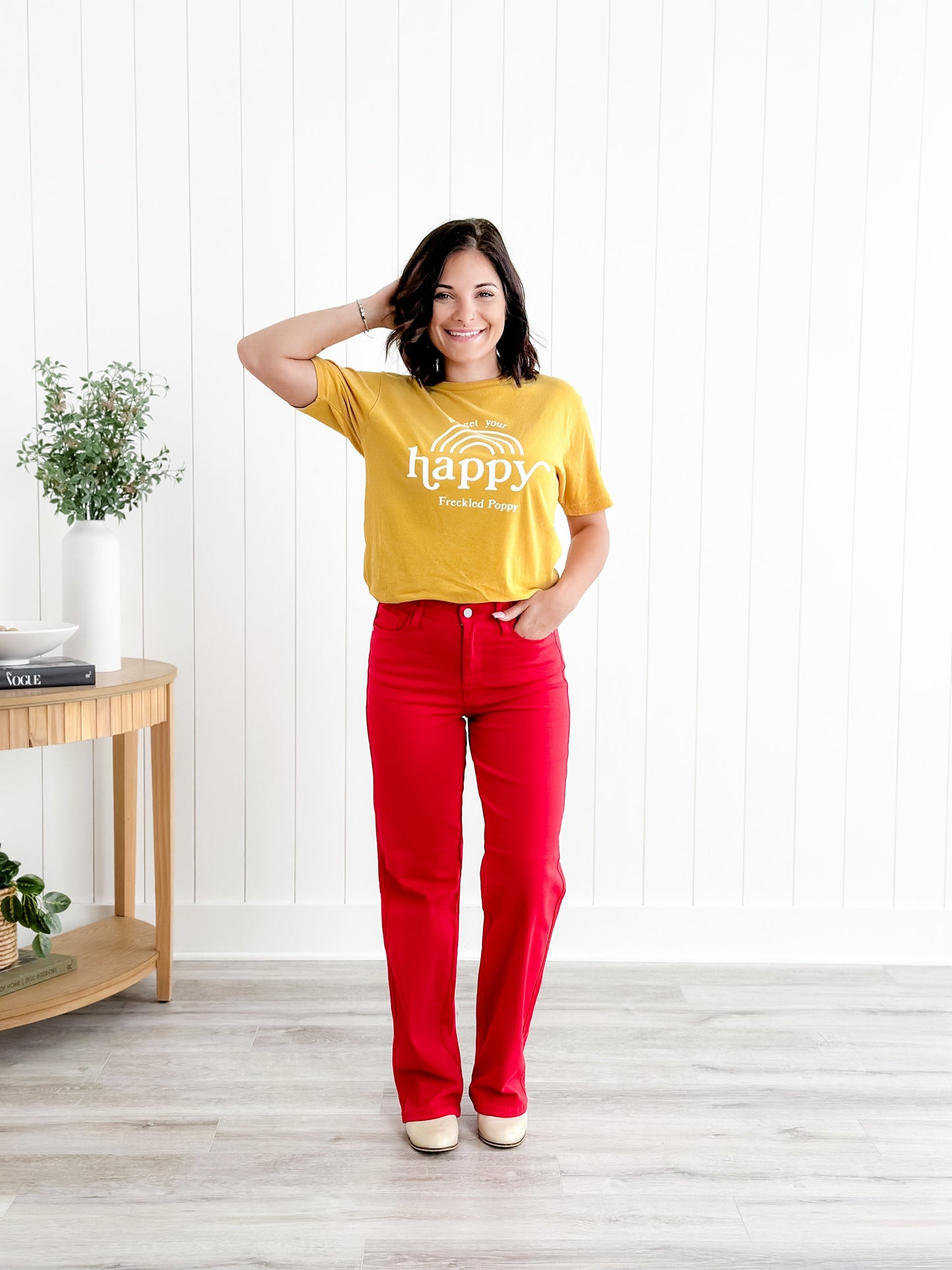 Judy Blue Red Hot High Rise Red 90's Straight Leg Jeans